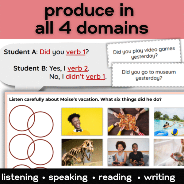 simple past tense full ESL unit with lessons activities assessment for high school and adult ELLS