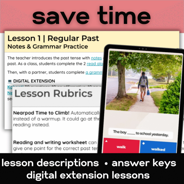 simple past tense full ESL unit with lessons activities assessment for high school and adult ELLS
