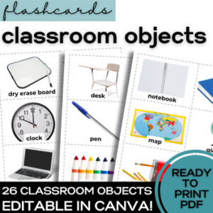 ESL classroom objects flash cards