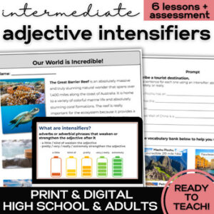 ESL Adjective Intensifiers- Lessons & Activities for High School & Adult ELL-1