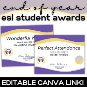 Student Awards for High School English & ESL  | WAVE Editable Canva Template-1