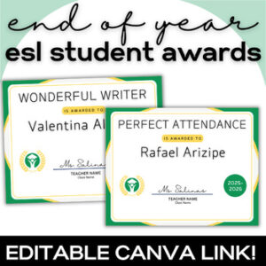 Student Awards for High School English & ESL | ROUNDED Editable Canva Template-1