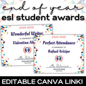 Student Awards for High School English & ESL | FIESTA Editable Canva Template-1
