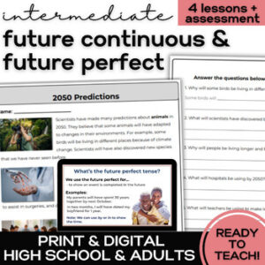Everything for ELL 19 ESL Future Continuous & Future Perfect- Lessons for high school & adult ELL MLL-1