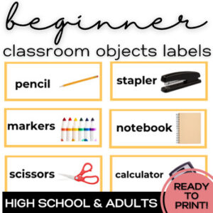 Classroom Object Labels & Word Wall | Real Photos for High School & Adult ESL-1
