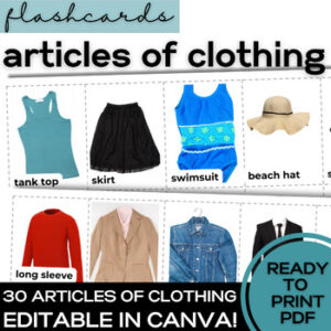 ESL Clothing Flash Cards- Vocabulary for High School & Adult Beginner ELLs-1