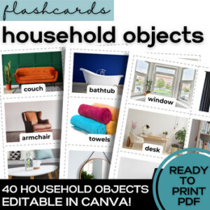 ESL Household Objects Flash Cards- Vocabulary for Beginner High School & Adults-1