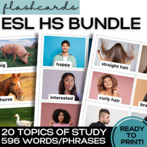 ESL Full Course Flash Card Bundle- Vocabulary for High School & Adult ELLs-1