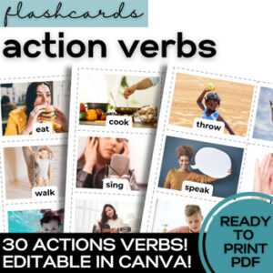 ESL Action Verbs Flash Cards- Vocabulary for High School & Adult Beginner ELLs-1