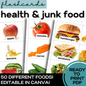 ESL Health & Junk Food Flash Cards- Vocabulary for Beginner High School & Adults-1