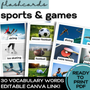 ESL Sports & Games Flash Cards- Vocabulary for High School & Adult Beginner ESL-1