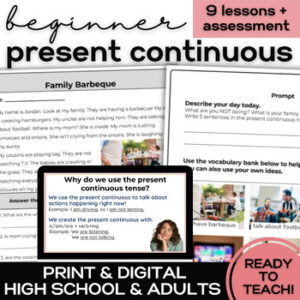 ESL Present Continuous or Present Progressive- Lessons for High School ELL-1