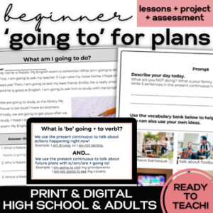 ESL 'Be Going To' Future Plans- Activities for Newcomer High School & Adult ELL-1