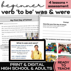 ESL 'To Be' Simple Past Was & Were- Activities for High School & Adult Newcomer-1