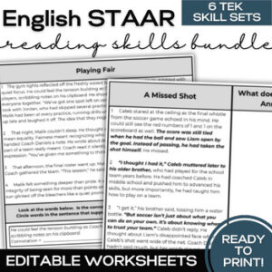 STAAR ENGLISH 1 & 2 EOC - High School Reading TEKS Worksheet Bundle-1