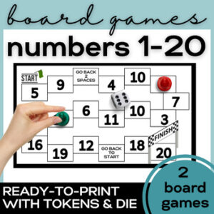 ESL Numbers 1-20 Vocabulary Board Games- High School & Adult ELL