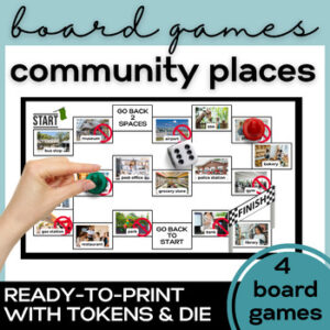 ESL Community Places Vocabulary Board Games- High School & Adult ELL Grammar-1