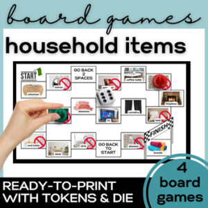 ESL Household Items Vocabulary Board Games- High School & Adult ELL Grammar-1
