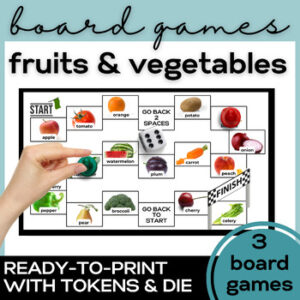 ESL Fruits & Vegetables Vocabulary Board Games- High School & Adult ELL Grammar-1