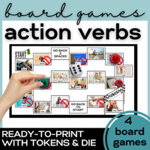 ESL Action Verbs Vocabulary Board Games- High School & Adult ELL