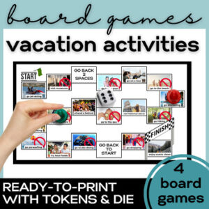 ESL Vacation Activites Vocabulary Board Games- High School & Adult ELL Grammar-1