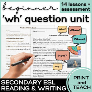 High School ESL & SPED: WH-Questions Reading Skills Practice & Activities-1