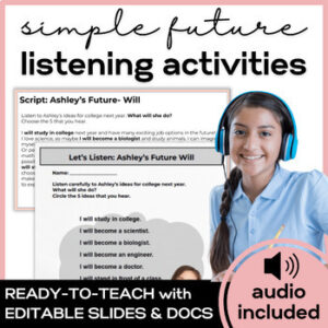 ESL Listening Skills- Simple Future Activities for Secondary & Adult ELD
