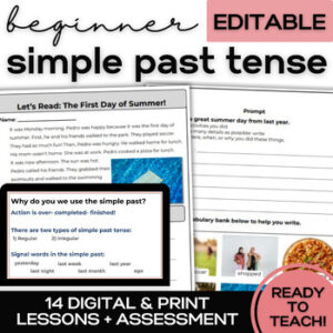 ESL Simple Past Tense- Activities for Newcomer Beginner High School & Adult ELL-1