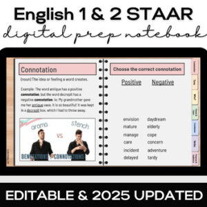STAAR ENGLISH 1 & 2 EOC - Reading Prep Vocabulary Study Guide and Notebook-1